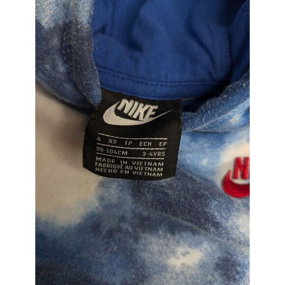Nike Cloud Fleece Blue Tie-Dye Pullover Hoodie 4 Age 3-4yrs - Picture 3 of 4